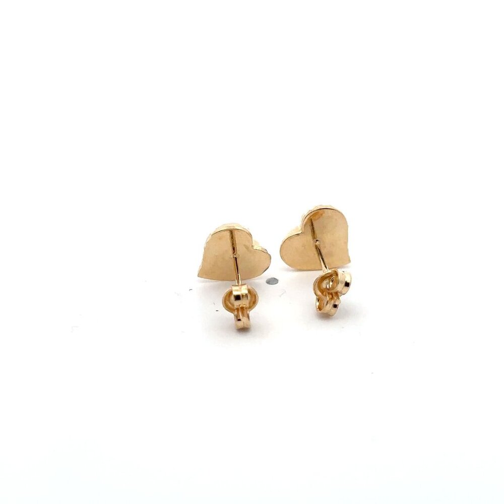 18K Gold Earrings Stud Heart - Picture 4 of 11